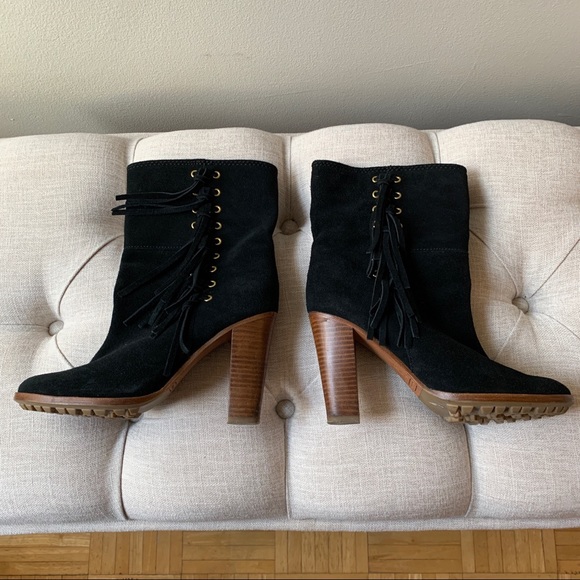 Coach Shoes - Coach Black Suede Boots with Fringe Size 7